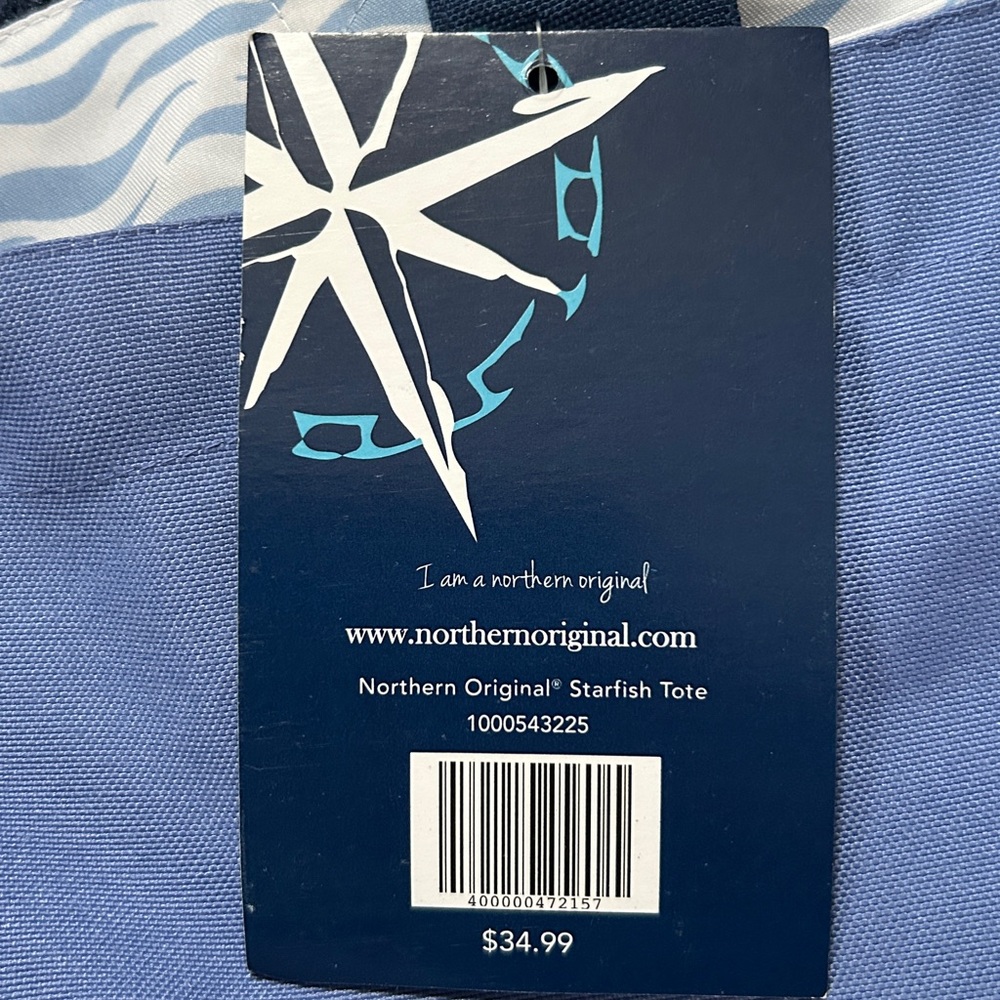 Northern Original Large Capacity Blue Tote Bag with Pink Starfish Graphic NWT - Picture 5 of 10